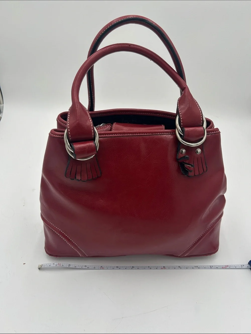 Y2K Tommy Hilfiger Classic Red Soft Leather Satchel Handbag